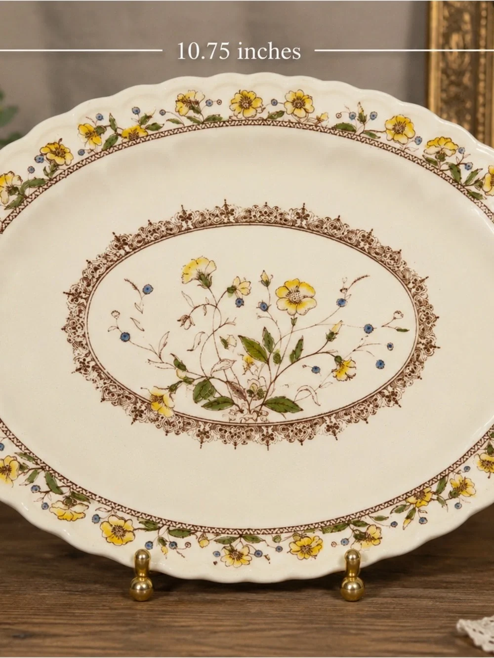 Set of 4 Vintage Vernon Kilns Hibiscus Oval Serving Platters Hand Painted USA